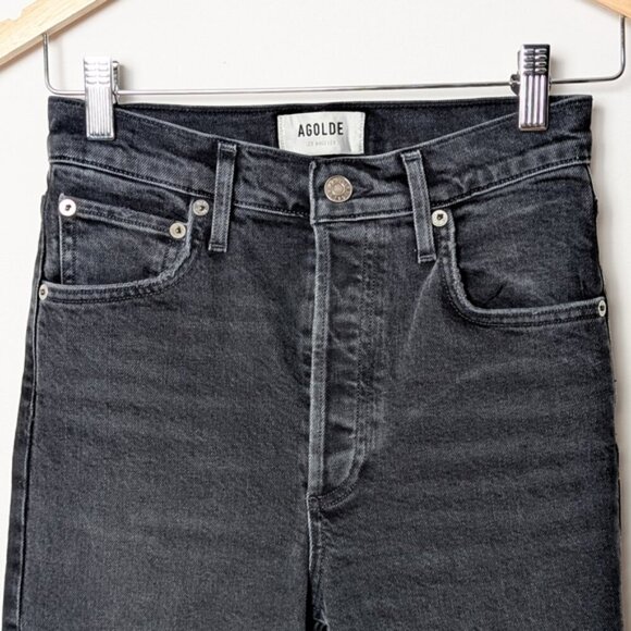 AGOLDE Riley Crop Jeans Panoramic Black Straight Leg 24 Aritzia - Picture 7 of 10